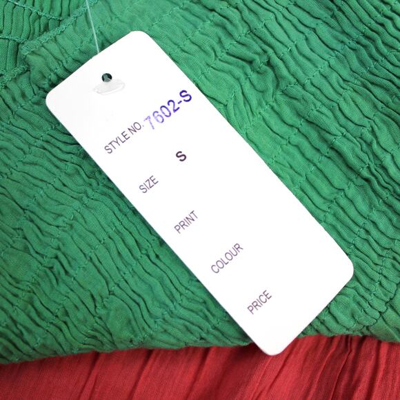 NEW Cute Options Womens S Sundress Smocked Gauzy Reggae Green Yellow Red - Picture 8 of 8